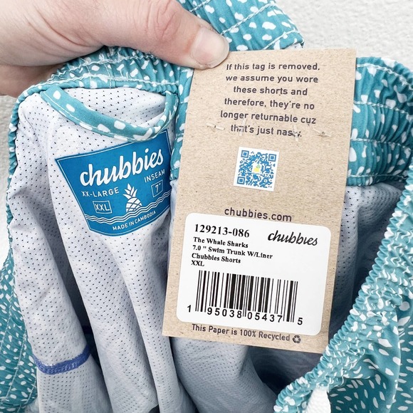 [Chubbies] Whale Sharks Blue Striped Ombre 7" Inseam Swim Shorts NWT Size XXL - Picture 11 of 12
